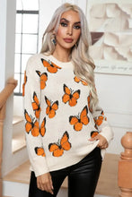 Butterfly Round Neck Long Sleeve Sweater Sweater Pullovers