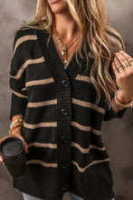 Striped Button Down Long Sleeve Cardigan Woman Outerwear