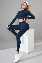 Mock Neck Long Sleeve Top and Pants Active Set Woman Activewear