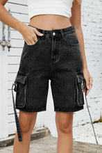 Washed Cargo Denim Shorts Denim Shorts