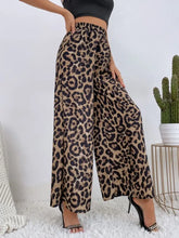 Printed Elastic Waist Wide Leg Pants Woman Pants
