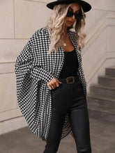Houndstooth Open Front Batwing Sleeve Cardigan Woman Outerwear