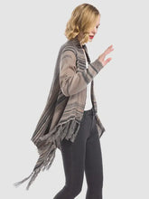Angel Wings Tassel Striped Open Front Long Sleeve Cardigan Woman Outerwear