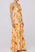 Floral Print Tie Front Tiered Maxi Dress Woman Maxi Dress