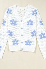 Flower Hollowed Out Button Down Long Sleeve Cardigan Woman Outerwear