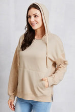 Drawstring Kangaroo Pocket Dropped Shoulder Hoodie Woman Sweatshirts