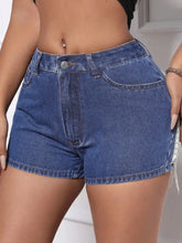 Fringe Back Denim Shorts with Pockets Denim Shorts