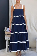 Contrast Trim Square Neck Dress Woman Maxi Dress