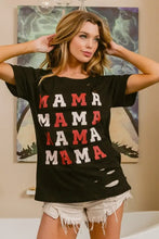 BiBi MAMA Graphic Distressed Short Sleeve T-Shirt Woman T Shirts