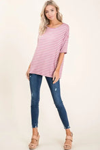 BOMBOM Striped Round Neck Half Sleeve T-Shirt Woman T Shirts