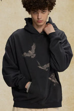 Men's Graphic Long Sleeve Hoodie with Kangaroo Pocket Dark Gray Mens Tops
