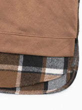 Perfee Drawstring Slit Plaid Long Sleeve Hoodie Woman Sweatshirts