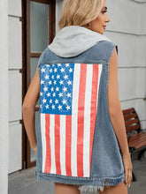 US Flag Button Up Denim Jacket Woman Denim Tops