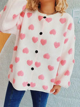Heart Button Up Long Sleeve Cardigan Woman Outerwear