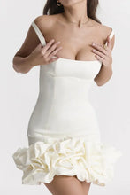 Ruched Square Neck Sleeve Mini Dress Cocktail Dress