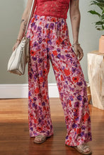 Floral Wide Leg Elastic High Waist Pants Woman Pants