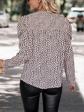 Perfee Printed Round Neck Puff Sleeve Blouse Woman Blouses