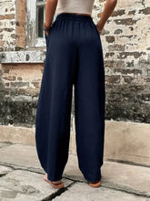 Elastic Waist Pants with Pockets Woman Pants