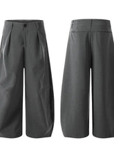 Men's High Waist Pleated Curved Pants Woman Sweatpants