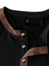 Men's Full Size Casual Henley Short Sleeve Top with Contrast Collar Plus Size Mens Tops