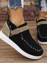 Contrast Round Toe Buckle Sneakers Woman Sneakers