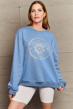 Simply Love Full Size SNOW DAY SUPPORTER Round Neck Sweatshirt Light Blue Woman Sweatshirts