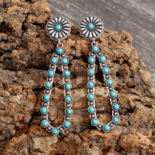 Flower Artificial Turquoise Teardrop Earrings Earrings