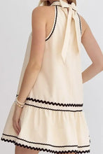 Stripe Ric Rac Trim Sleeveless Mini Dress Woman Casual Dress