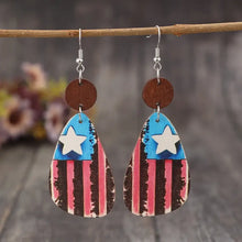 Star & Stripes Wooden Dangle Earrings Multicolor One Size Earrings
