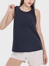 Millennia Round Neck Wide Strap Active Tank Black Woman Activewear