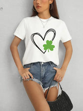 Heart Lucky Clover Short Sleeve T-Shirt Woman T Shirts