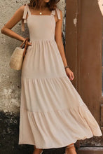 Perfee Tie Shoulder Smocked Tiered Dress Maxi Dresses