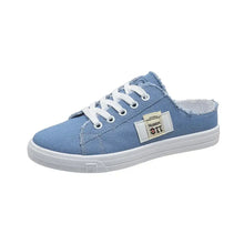 Frayed Hem Lace Up Canvas Sneakers Woman Sneakers