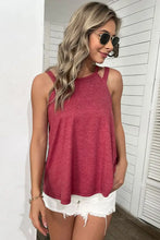 Perfee Cutout Round Neck Sleeveless Top Red Tanks & Camis