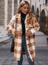 Plaid Collared Neck Button Down Coat Woman Outerwear
