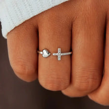 Heart Shape Cross Inlaid Zircon Open Ring Rings