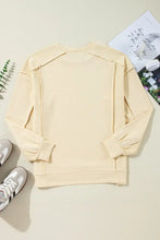 Exposed Seam Round Neck Long Sleeve Sweatshirt Woman Sweatshirts