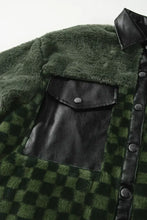 Pocketed Checkered Collared Neck Snap Down Jacket Woman Outerwear