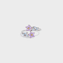 Flower Shape Inlaid Zircon 925 Sterling Silver Ring Silver 7 Rings