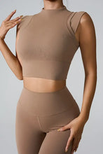 Mock Neck Active Tank Camel Woman Activewear