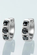 Inlaid Moissanite Huggie Earrings Black One Size Earrings