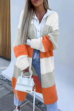 Color Block Open Front Duster Cardigan Caramel Woman Outerwear