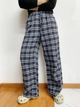 Plaid Drawstring Wide Leg Pants Woman Pants