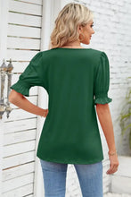 Smocked Square Neck Short Sleeve T-Shirt Woman T Shirts