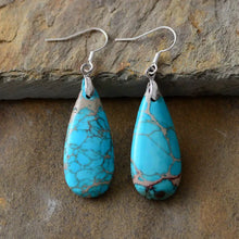 Natural Stone Copper Teardrop Earrings Sky Blue One Size Earrings
