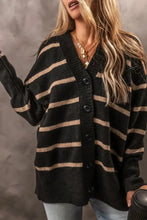 Striped Button Down Long Sleeve Cardigan Woman Outerwear