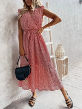 Ruffled Surplice Printed Cap Sleeve Dress Casual Dresses