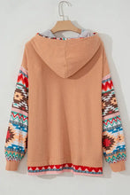 Plus Size Drawstring Geometric Long Sleeve Hoodie Woman Sweatshirts