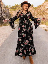 Plus Size Floral Flare Sleeve Dress Woman Maxi Dress