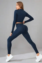 Mock Neck Long Sleeve Top and Pants Active Set Woman Activewear